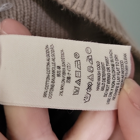 Free People Casual Allure Taupe Camel Brown Ribbed Oversized Sweater Top large - Picture 7 of 9